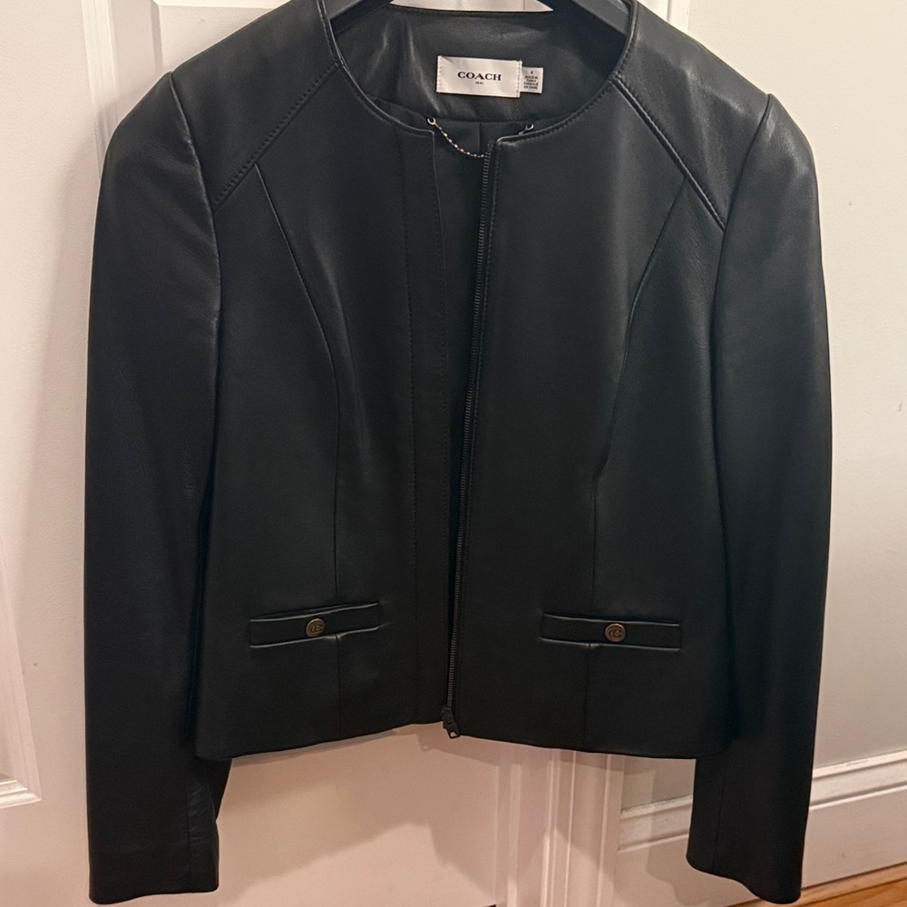 Coach Elegant Black Lamb Leather Jacket - Size 4